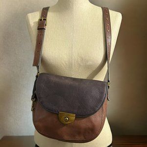 Fossil Brown Two Tone‎ Emi Saddlebag Crossbody Purse